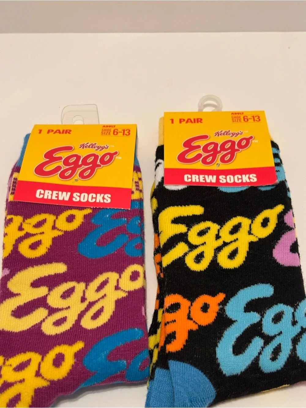Kellogg's Eggo Crew Socks - Black & Purple Multi-Color
